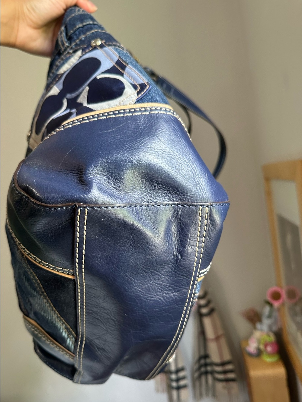 Rare Vintage Coach Denim Jean Tote Bag Purse - Picture 7 of 10